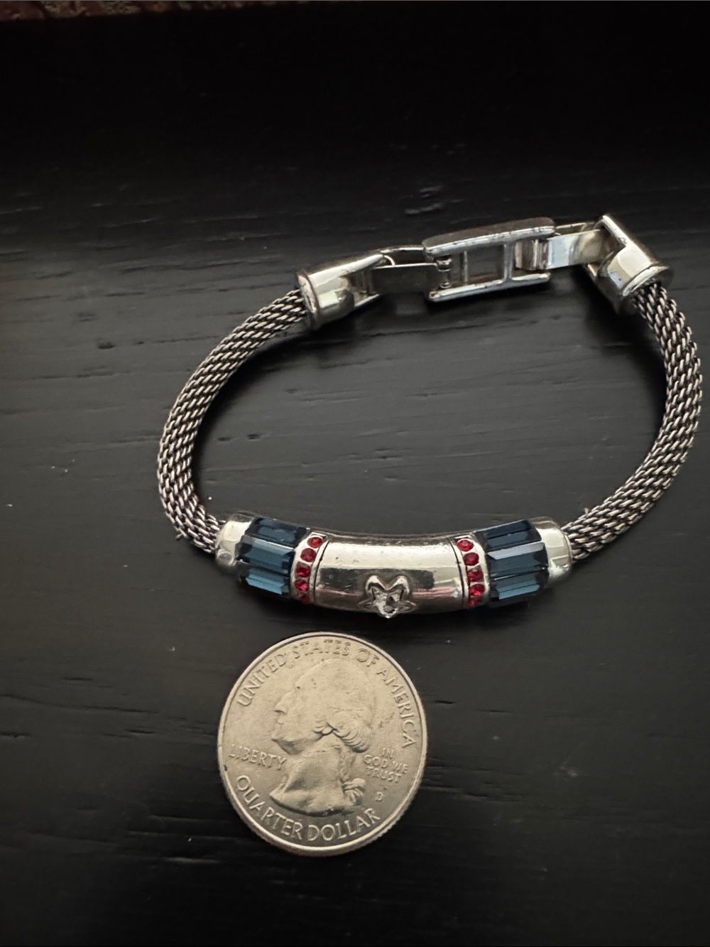 Brighton Independence Patriotic Silver Bracelet Featuring Red & Blue Crystals - Picture 6 of 13